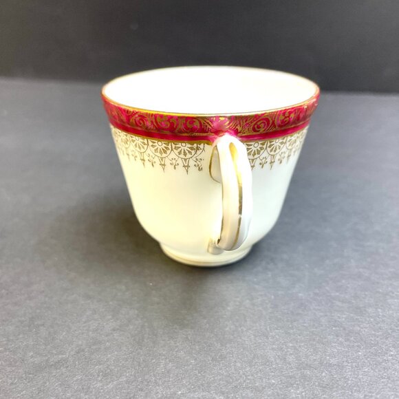 Vintage Demitasse Coffee Cup and Saucer Red & Gold Pattern German Porcelain - Picture 10 of 12